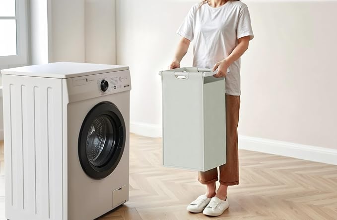 Laundry Hampers with Shelf, Laundry Basket 3 Section, Laundry Sorter with Pull-Out Removable Large 3 Color Bags and Movable Wheels, Metal Frame, 3 x 15.87 Gallons (60L), White PF04XLE