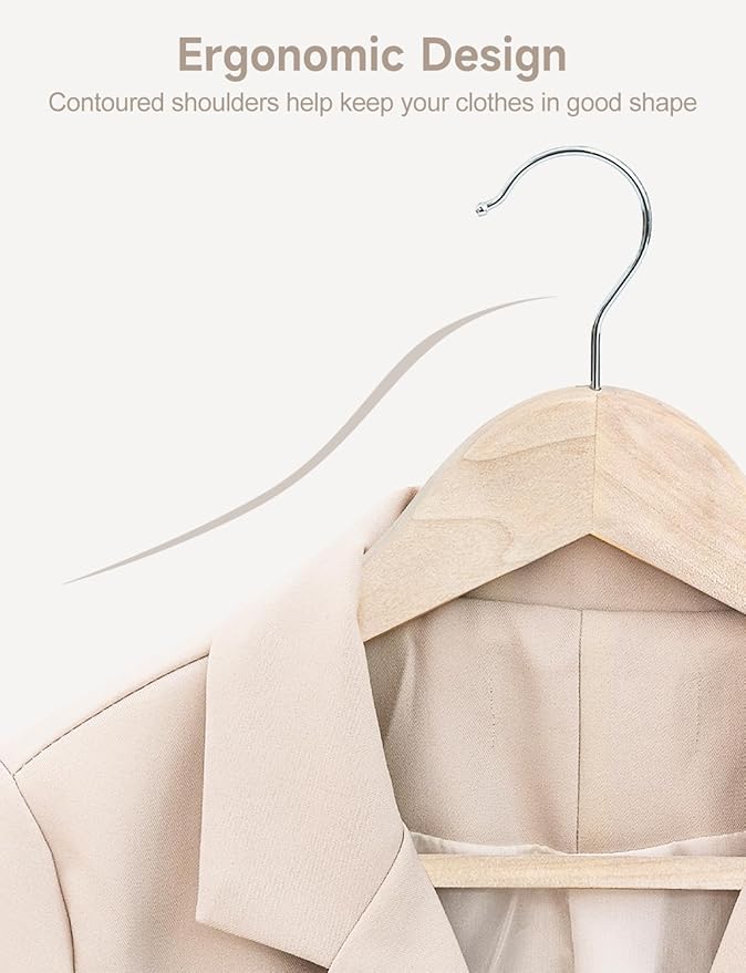 StorageWorks Clothes Hanger 20 Pack, Wooden Coat Hangers for Shirts, Jackets, Pants, Suits, Sweaters, Lotus Wood