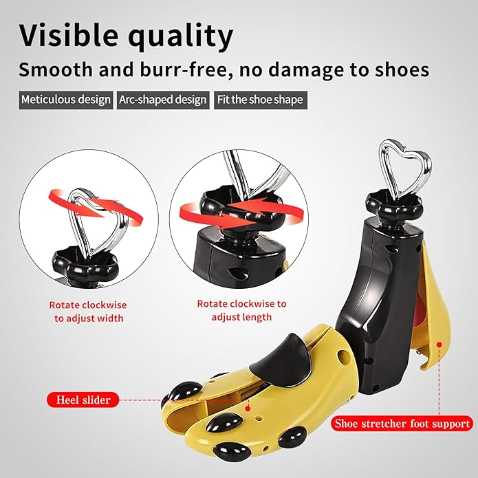 4-Way Adjustable Shoe Stretcher for Men & Women, Leather Boot Widener - Fits Wide Feet, Sneakers, Dress Shoes