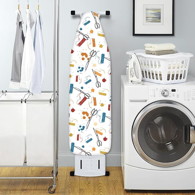 Extra Thick Ironing Board Cover and Pad, 15x54 Ironing Board Cover, Resist Scorching and Staining,Elastic Edges,Art of Life Iron Sew Scissors