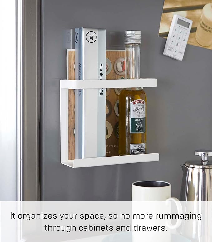 YAMAZAKI Home Plate Magnet Wrap Or Aluminim Foil Holder - Kitchen Storage, Magnetic Organizer - Steel