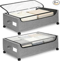 Under Bed Storage with Wheels, 2 Pack Under Bed Storage Containers, 10.6 inches Tall Underbed storage bins on Wheels, Rolling Under the Bed Metal Drawers for Clothes, Blankets, Shoes (XXXL, 90L)