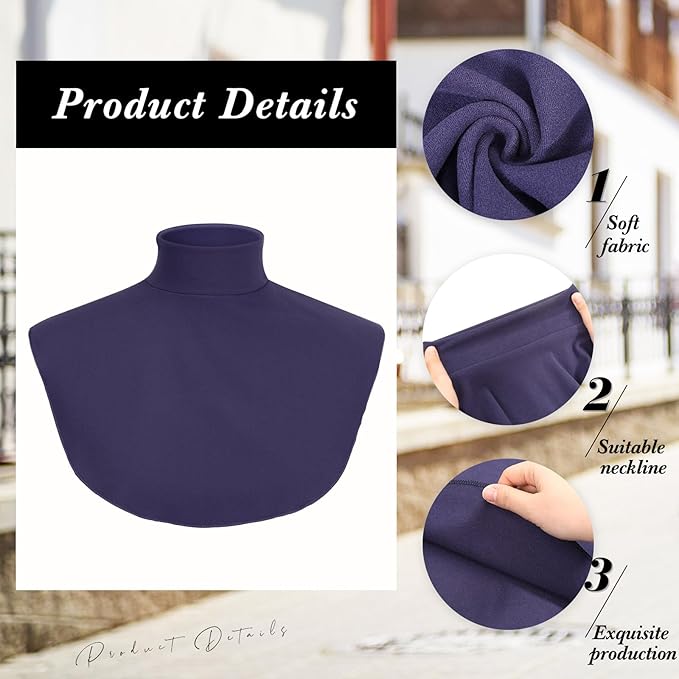 Turtleneck Dickey Extra Large Fake Collar Detachable Dickey Collar Half Mock Turtleneck for Men Women
