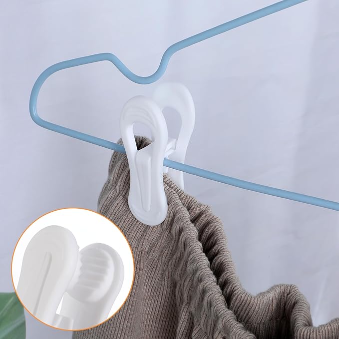 SHENLIU 100 Pack Multi-Purpose Hanger Clips for Hangers, 2.75 Inch White Plastic Clothing Clips for Skirt Pant Hangers Ideal for Jeans, Skirts, Sweaters & Pant