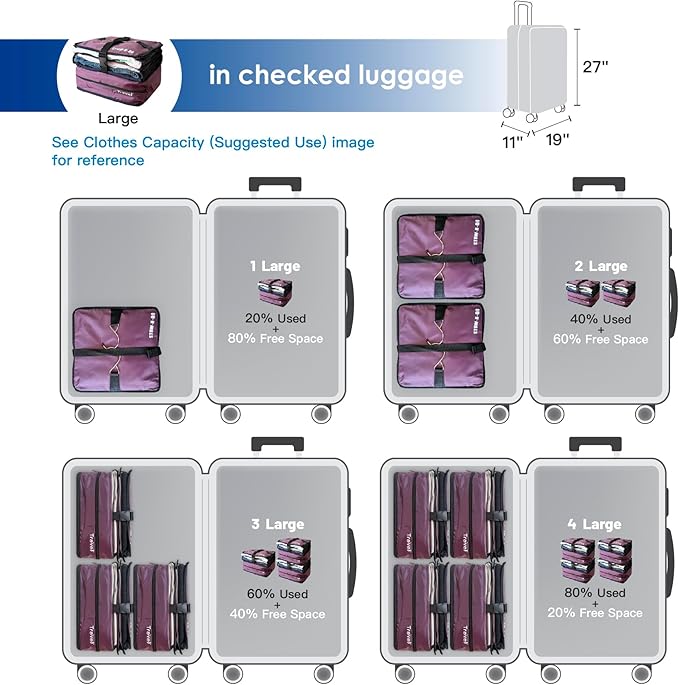Grand Fusion Stow-N-Go Packing Organizer for Luggage, Portable Hanging Travel Shelves, Carry-On Closet, Hanging Packing Cubes, Collapsible Carry-On Organizer for Cruises & Hotels Burgundy - L