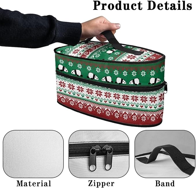 Iron Storage Case Protective Carrying Bag Compatible with Most Iron Reusable Easy to Clean Steam Iron Storage Bag for Clothing Store, Christmas Snow Panda