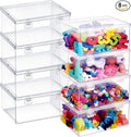 8 Pcs 7.09 x 5.2 x 3.43 Inch Plastic Playroom and Gaming Storage Organizer Box Containers Stackable Clear Storage Bins with Lids for Shelves or Cubbies, Holds Small Building Blocks