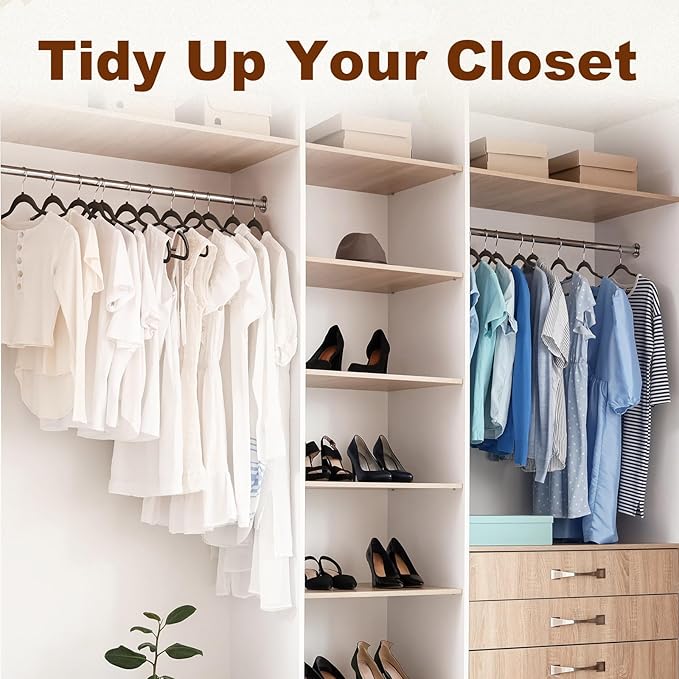 HOUSE DAY Heavy Duty Plastic Hangers 50 Pack, Non Slip Clothes Hangers with Rubber Grip and 360° Hook - Thin Plastic Hanger Space Saving - Coat Hanger Black, Closet Organizer for Shirt, Pants, Suit