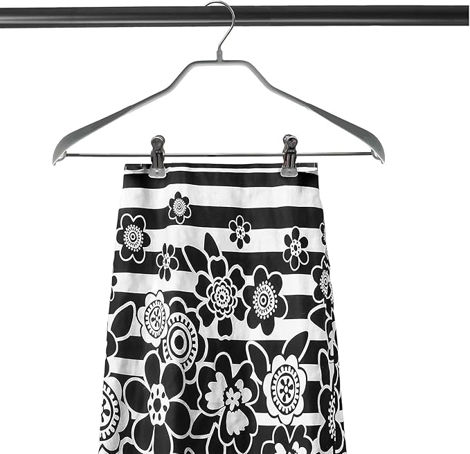 Mawa by Reston Lloyd BodyForm Series Non-Slip Steel Clothes Hanger with Shoulder Support & 2 Strong Clips for Pants or Skirts, Style 42/LK, Pack of 50