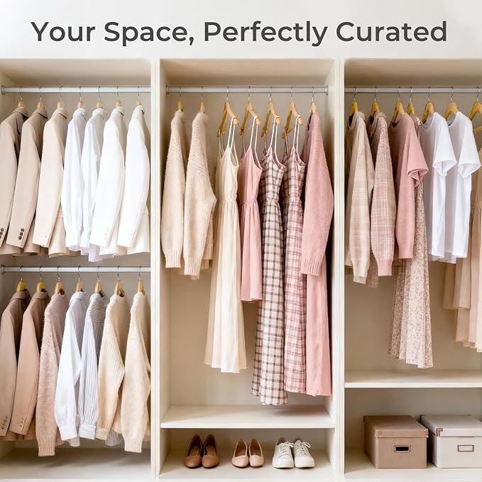 HOUSE DAY Premium Wooden Coat Hangers 20 Pack, Heavy Duty Solid Wood Clothes Hangers with 360° Swivel Hook & Pant Bar for Jackets, Dress, Shirts, Natural Wood Suit Hanger for Closet Organizer