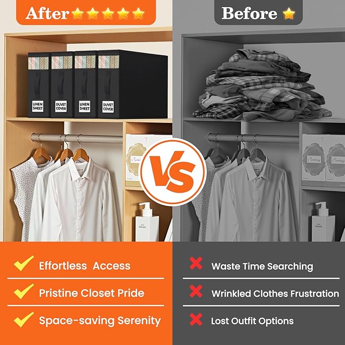 WOWBOX Sheet Organizers and Storage,Closet Bed Sheet Organizer Under Bed Storage and Organization with Label Cards & Clear Window for Bedding Sheets,Duvet Covers,Blankets (3 Pack，Black)