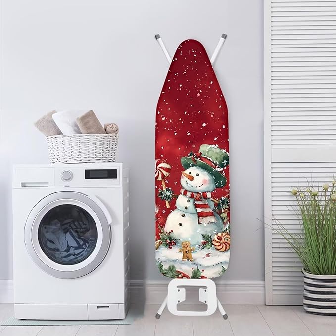 Ironing Board Cover and Pad Christmas Snowman Print Ironing Pad for Table Ironing Board Protector with Hook and Loop 54x15 inches