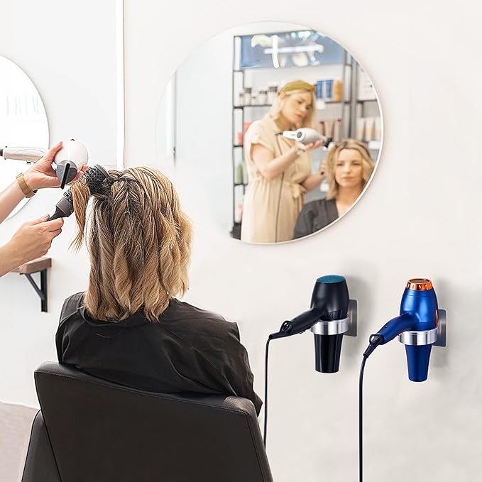 Hair Dryer Holder - Hair Tool Storage Organizer Wall Mount, Stainless Steel Hair Blow Dryer Holder, Hot Tools Holder, Adhesive Hairdryer Holder Bathroom, Hair Dryer Hanger, Blow Dryer Organizer