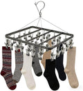 Clothes Drying Racks Clip Hangers Metal with 36 Clips Windproof Hook Underwear Hanger Foldable Laundry Clip for Socks Bras Black