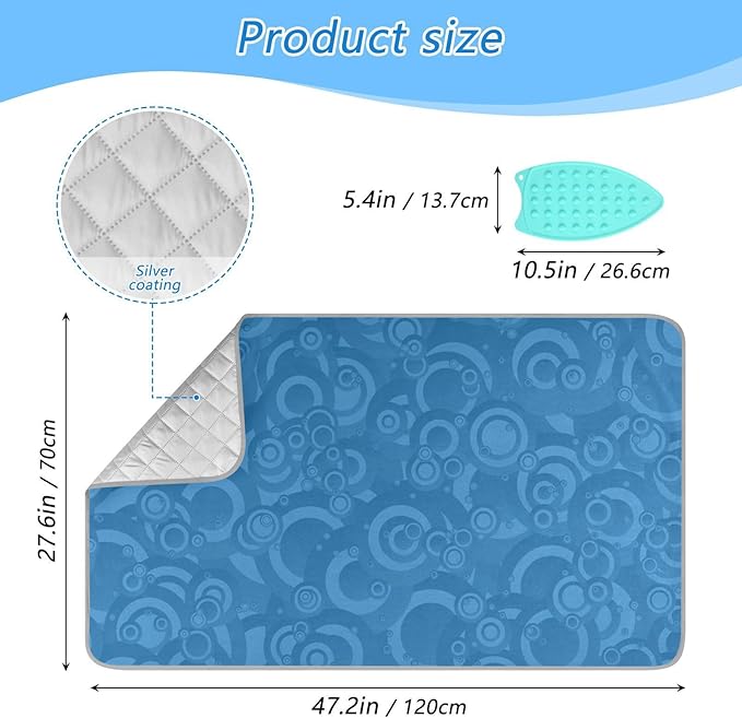 Portable Ironing Mat for Table Top Iron Pad Heat Resistant Blanket Portable Travel Ironing Board Covers Tabletop Sewing Pressing Quilting Large 27.6x47.2Inches Blue