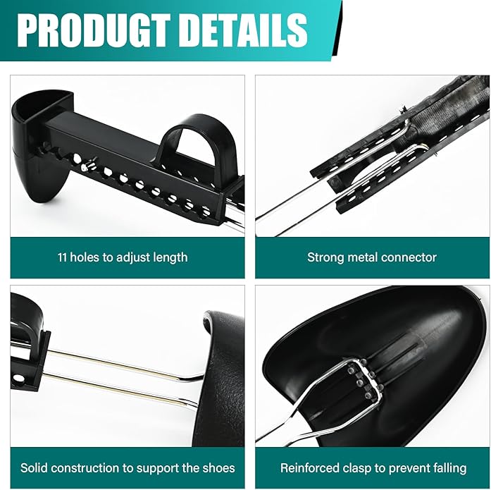 EchoDone 5 Pairs Practical Adjustable Length Men Shoe Tree Shoe Stretcher Boot Holder Shaper Support (Black Color)