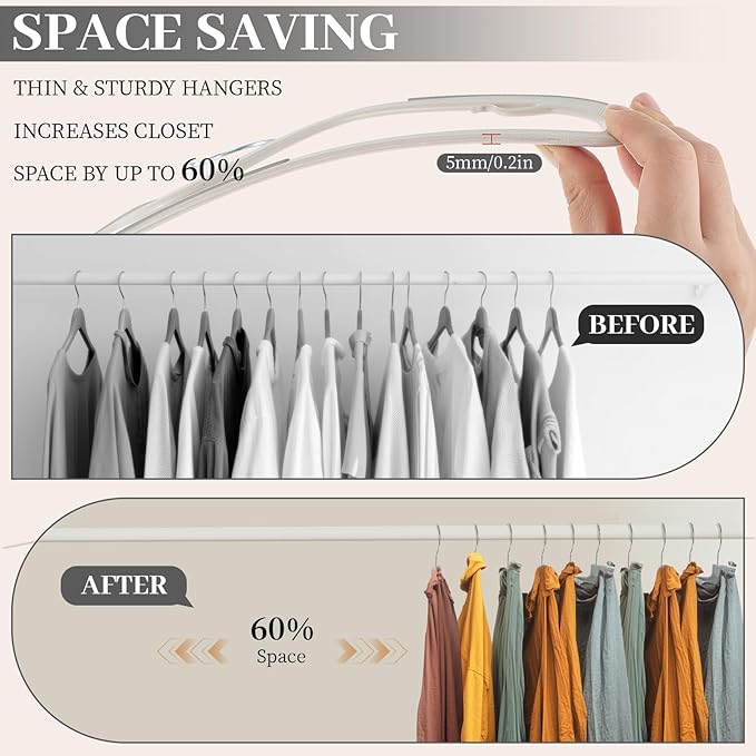 LemonRoad 36 Pcs Upgraded Plastic Short Neck Hangers, Anti-Slip Space Saving Hangers with 360 Swivel Hooks for Clothes, Smooth, Not Velvet (Gray)