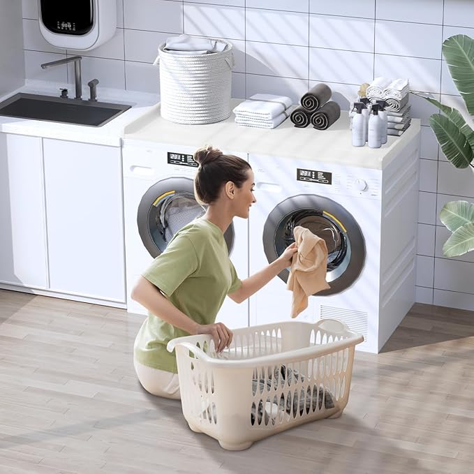 Sundale HDPE Washer Dryer Countertop, No-Installation Laundry Topper for Washer and Dryer, Waterproof Odorless Countertop for Laundry Room Storage, 27.5" x 54" (White)