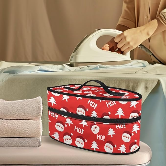 Christmas Hat HOHOHO Steam Iron Storage Bag Fits for Accessories Travel Irons, Portable Handheld Iron Storage Cover for Clothing Store