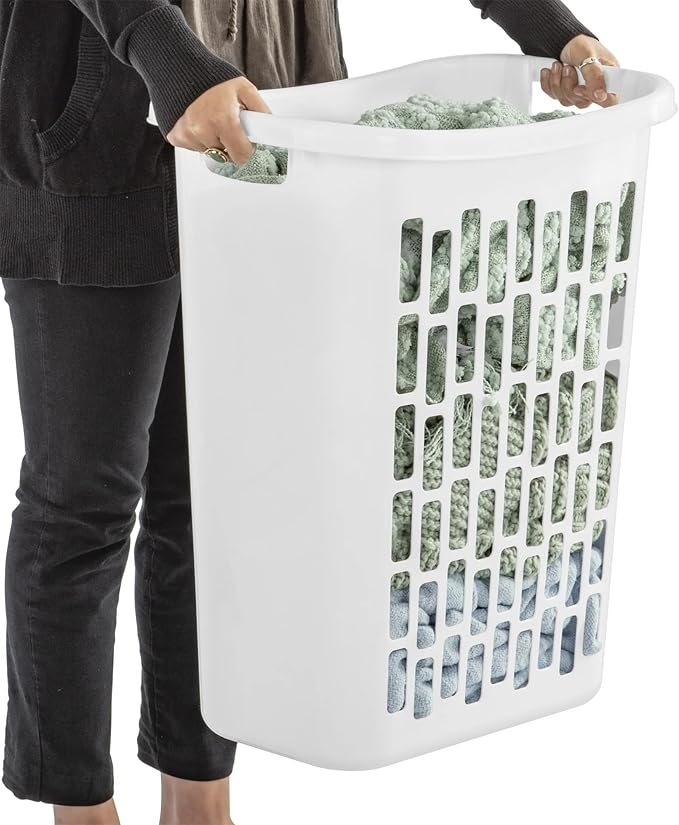 1.8 Bushel Rectangular Plastic Open Laundry Hamper, Large Capacity Laundry Hamper Basket,White, Set of 3