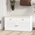 Shoe Storage Bench with Cushion, Shoe Bench, Padded Seat, 2 Drawer Storage, Entryway, Hold up to 300lbs, 15.8 x 32.29 x 18.1 Inches, White