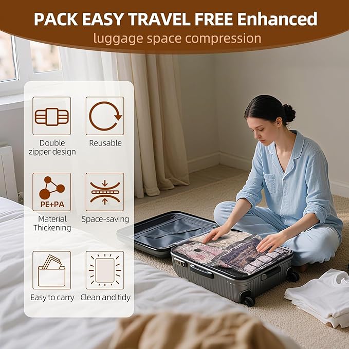 Vacuum Bags for Travel,15 Pack Carry-on Size Compression Packing Bags for Luggage and Suitcase, Space Saver for Clothes and Clothing Travel 80% Space Saver.
