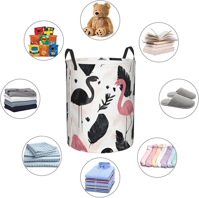 Flamingo Print Laundry Basket For Storage Bins Gift Baskets Bedroom Clothes Hamper