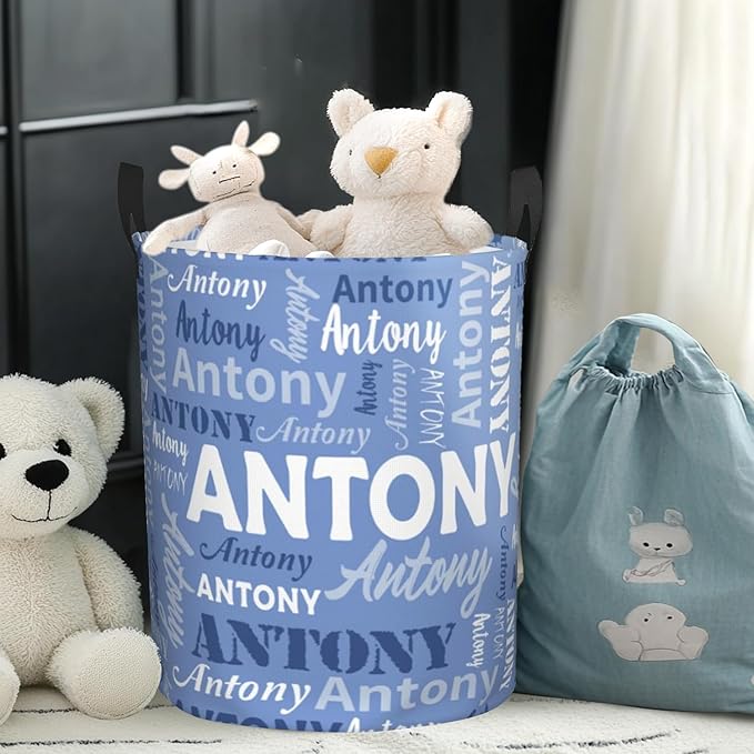 Custom Name Laundry Basket, Personalized Collapsible Laundry Hamper with Name for Bathroom Bedrooms, Customized Dirty Clothes Hamper Storage Basket Gifts for Kids Boys Girls Baby Men Women