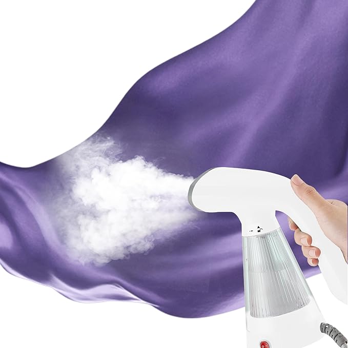 True & Tidy Complete Garment Care Set - Portable & Compact Handheld Travel Steamer with Extra Large Laundry Bag and Lint Roller Bundle (Handheld Steamer Only - White)