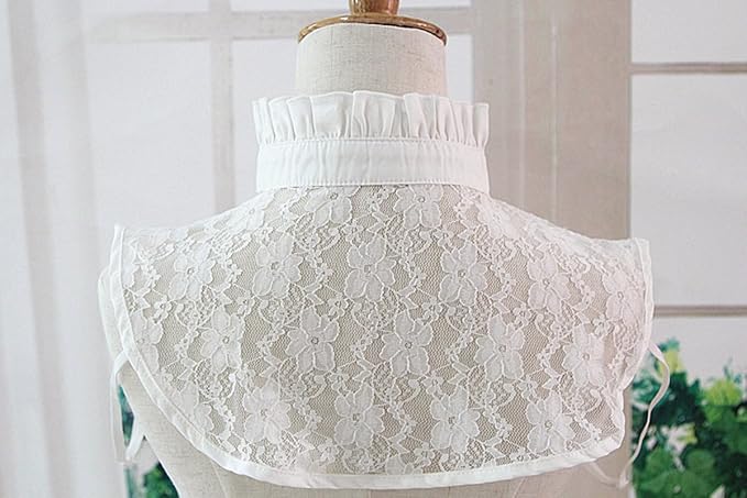 YAKEF Lady Half-Shirt Blouse Detachable Lace Chiffon Fake Collars Dicky Collar Faux Collar