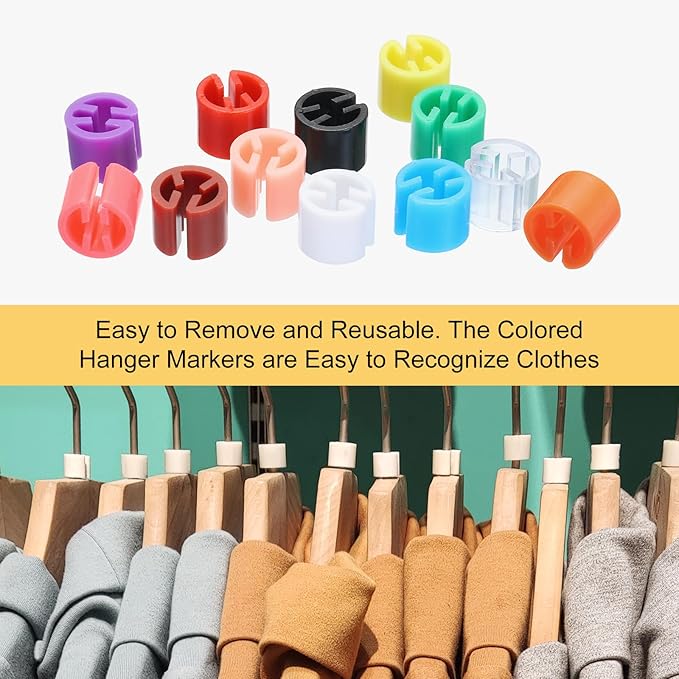 MECCANIXITY Clothes Hanger Markers Blank Tags Fit 3.5mm Rod for Garment Color Coding 12 Color, 300pcs
