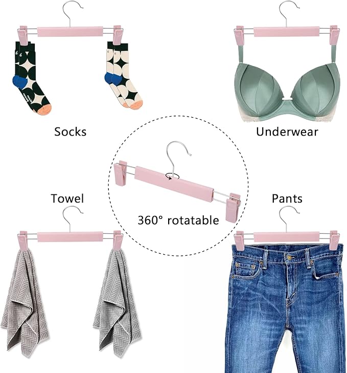Pants Hangers with Clips Skirt Hanger for Women Plastic Clip Hangers for Pants Clothes Hanger (50pack, Pink)