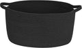 Black Woven Storage Basket, 17"x12"x8" Cotton Rope Baskets for Organizing Dog Toy, Gift, Book, Towel, Cloth, Shoe, Decorative Wicker Storage Bin for Shelves, Closet, Bathroom, Living Room