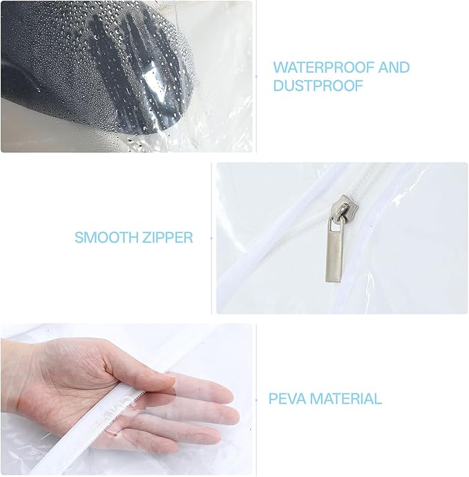 Clear Clothes Rack Cover 6Ft Garment Rack Cover Transparent Clothing Rack Cover With 2 Durable Zipper Waterproof Protector for Garment Rack (50"L x 20"W x 60"H, Rack Not Included)