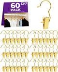 60 Pack Gold Boot Hangers for Closet Storage, Clips Hangers for Pants, Jeans, Towels & Laundry - Portable Space Saving Design for Travel and Home Organization