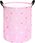 KUNRO Round Heart Valentine's Laundry Gift Basket Storage Hamper, Clothes Storage Organizer Bins, Shelf Basket with Handles for Room Decor