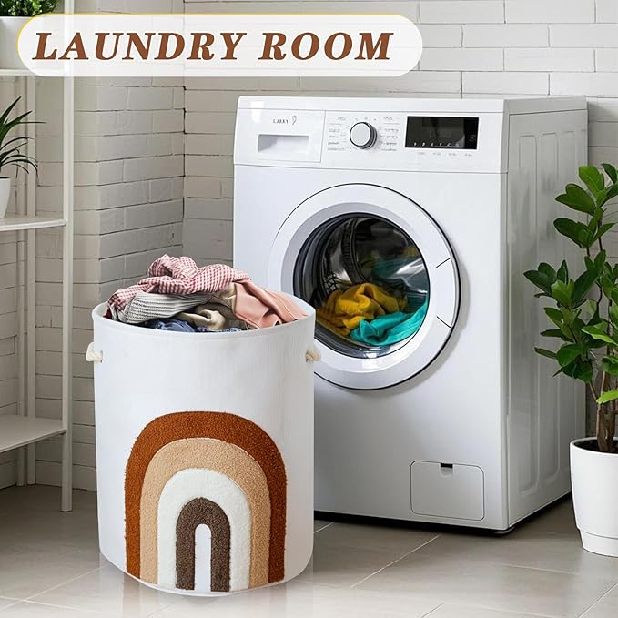 INough Large Laundry Basket Tall Baskets Storage for Dirty Clothes, Toys Storage Bin Baby Hamper 58L Clothes Hampers Blanket Basket Laundry Hamper for Nursery Bedroom Living Room Decor, Coffee Color