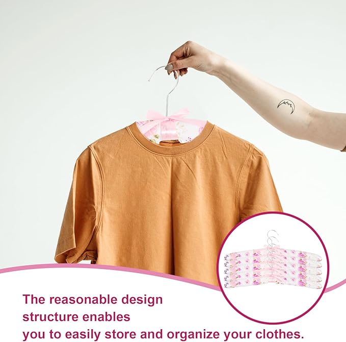 VILLCASE 5 Pcs Anti-Slip Padded Clothes Hangers with Soft Sponge Cover for Sweaters Dresses and Suits Traceless Design for Closet Organization