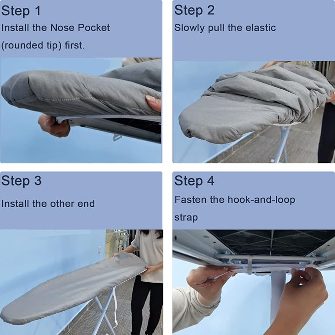 Ironing Board Cover and Pad, Standard Size 15x54, Thick Padding, Elastic Edge, Silicone Coated, Adjustable Fastener, Heavy Duty Padded Iron Board Covers (Sandy Beige, 15" x 54")