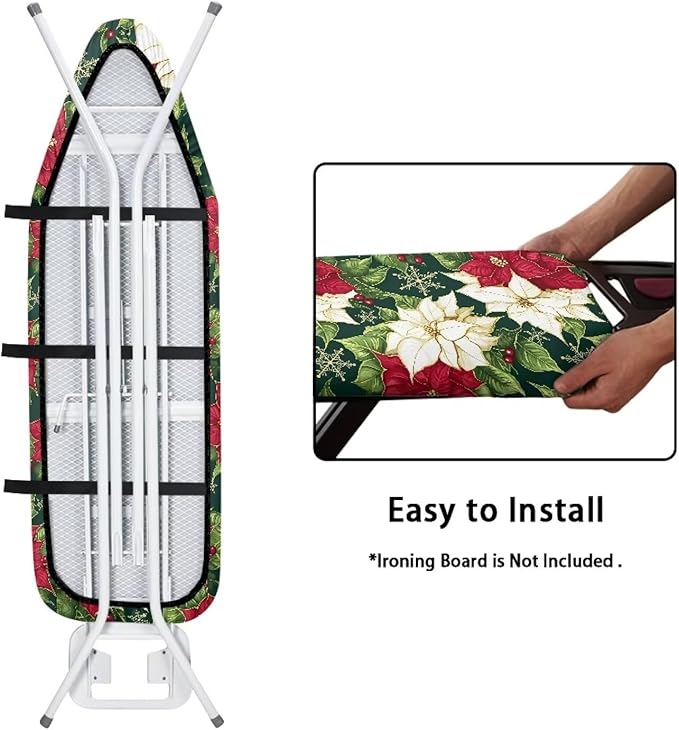 Christmas Floral 54 x 15 Ironing Board Cover Standard Full Size Elastic Edge Scorch Stain Resistant Ironing Cover