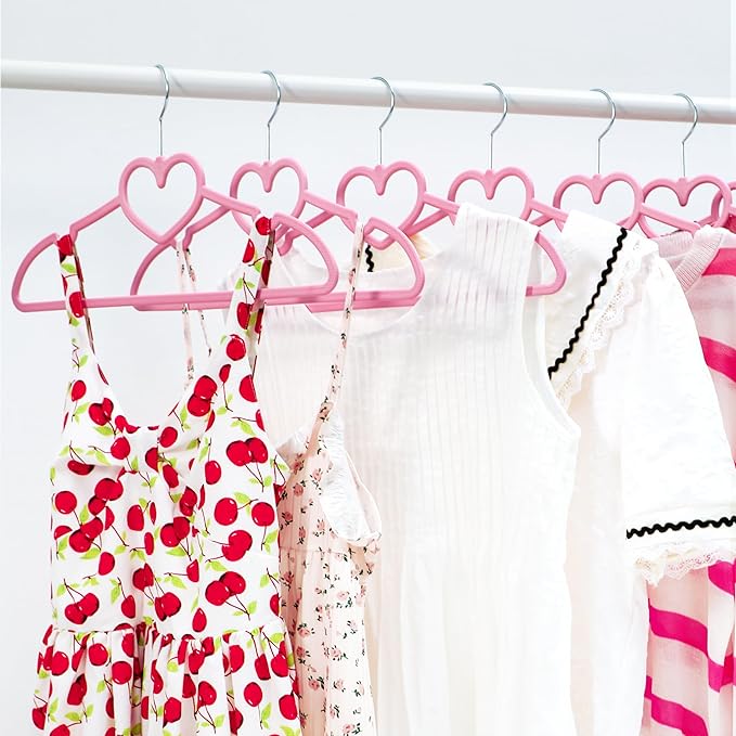 Plastic Hangers 80 Pack, Pink Clothes Hanger with 10 Clips- Ultra Thin Space Saving with 360 Degree Swivel Hook -Strong Adult for Dress,Shirt,Coats
