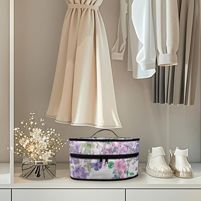 Purple Flower Travel Iron Holder Case Irons Carrying Organizer for Most Iron and Accessories Iron Portable Storage Bag for Dustproof Bag,Easy to Carry