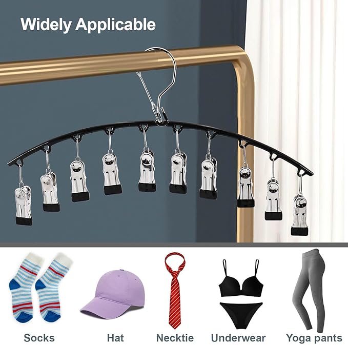 3Pack Legging Organizer for Closet,Upgrade Skirt Pants Hangers with Clips, Metal Yoga Pants Hangers 10 Clips,Hangers Space Saving Closet Organizers Rubber Coated Organizers Leggings Hanger(Black)