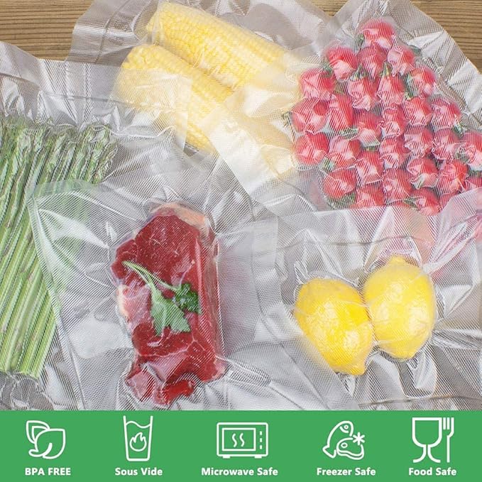 Vacuum Sealer Bags Rolls 2-Pack 11"X50' Commercial Grade BPA Free Double Sides Textured Vacuum Seal Bags Compatible with FoodSaver and Sous Vide Cooking (Total 100 Feet)