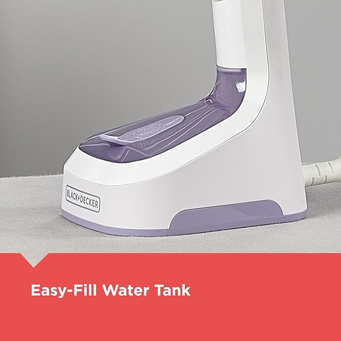 BLACK+DECKER Easy Store Pro Foldable Steamer, GS0311-0PD, 45-Second Heat Up, Extra Long Power Cord & Lint Remover Attachment, Powerful Steam Performance for Clothes, Drapes & Upholstery