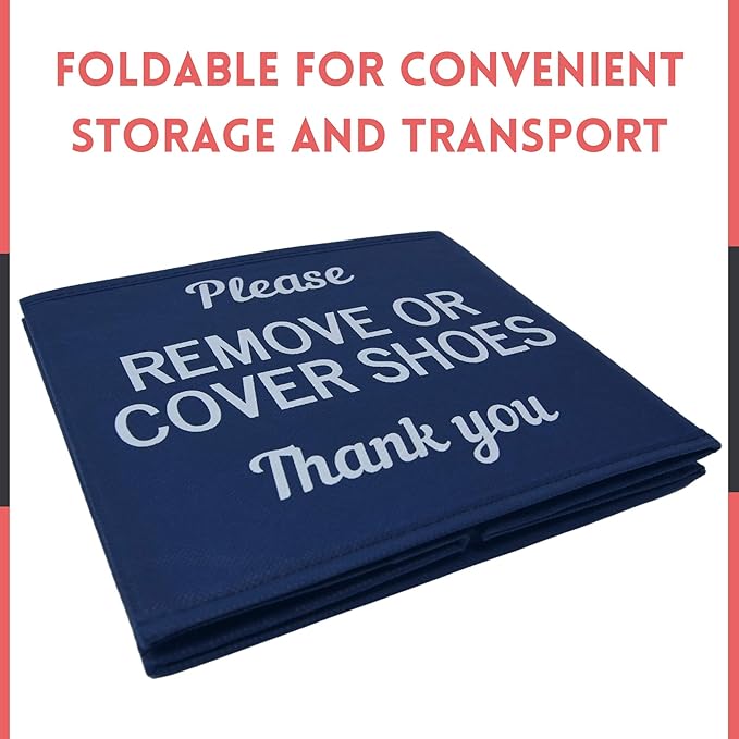 Shoe Covers Box - Real Estate Agent Supplies, Disposable Shoe Bootie Holder For Realtor Listings and Open Houses | Please Cover or Remove Shoes Bin