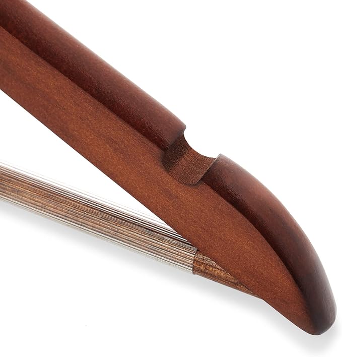 Casafield - 20 Walnut Wooden Suit Hangers - Premium Lotus Wood with Notches & Chrome Swivel Hook for Dress Clothes, Coats, Jackets, Pants, Shirts, Skirts
