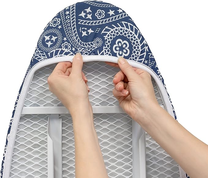 Westex Floral Paisley Heavy Duty Ironing Board Cover and Pad, Thick 3-Layer Stain Resistant Padding, Elasticized Skirt, Click-to-Close Fastener, 15 x 54 Inch (Board NOT Included, Cover ONLY)