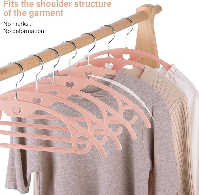 IEOKE Velvet Hangers 50 Pack: Felt Clothes Hangers Heavy Duty Shirt Sweater Hangers No Shoulder Bump Non Slip Slim Thin Coat Hangers for Closet - Pink