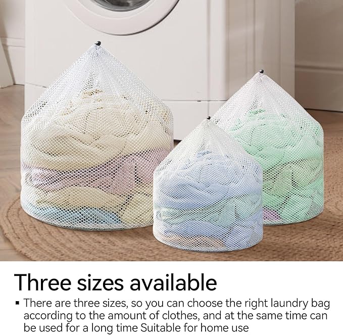 6Pcs Laundry Mesh Wash Bags, Drawstring Net Laundry Bag for Washing Machine, Mesh Laundry Wash Bags for Home Dorm Hotel Travel Use
